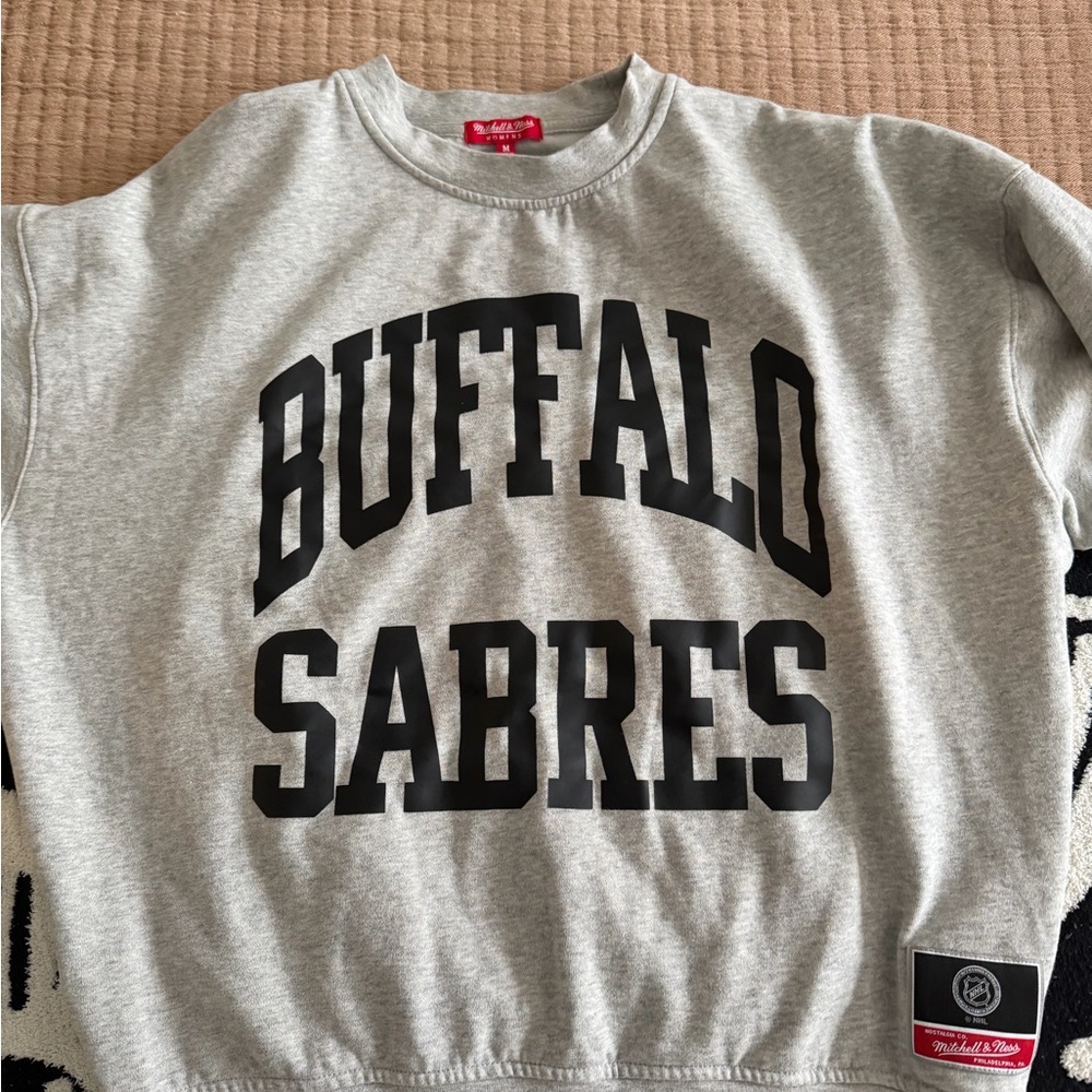 Mitchell & Ness Buffalo Sabres Gray Crewneck Sweater